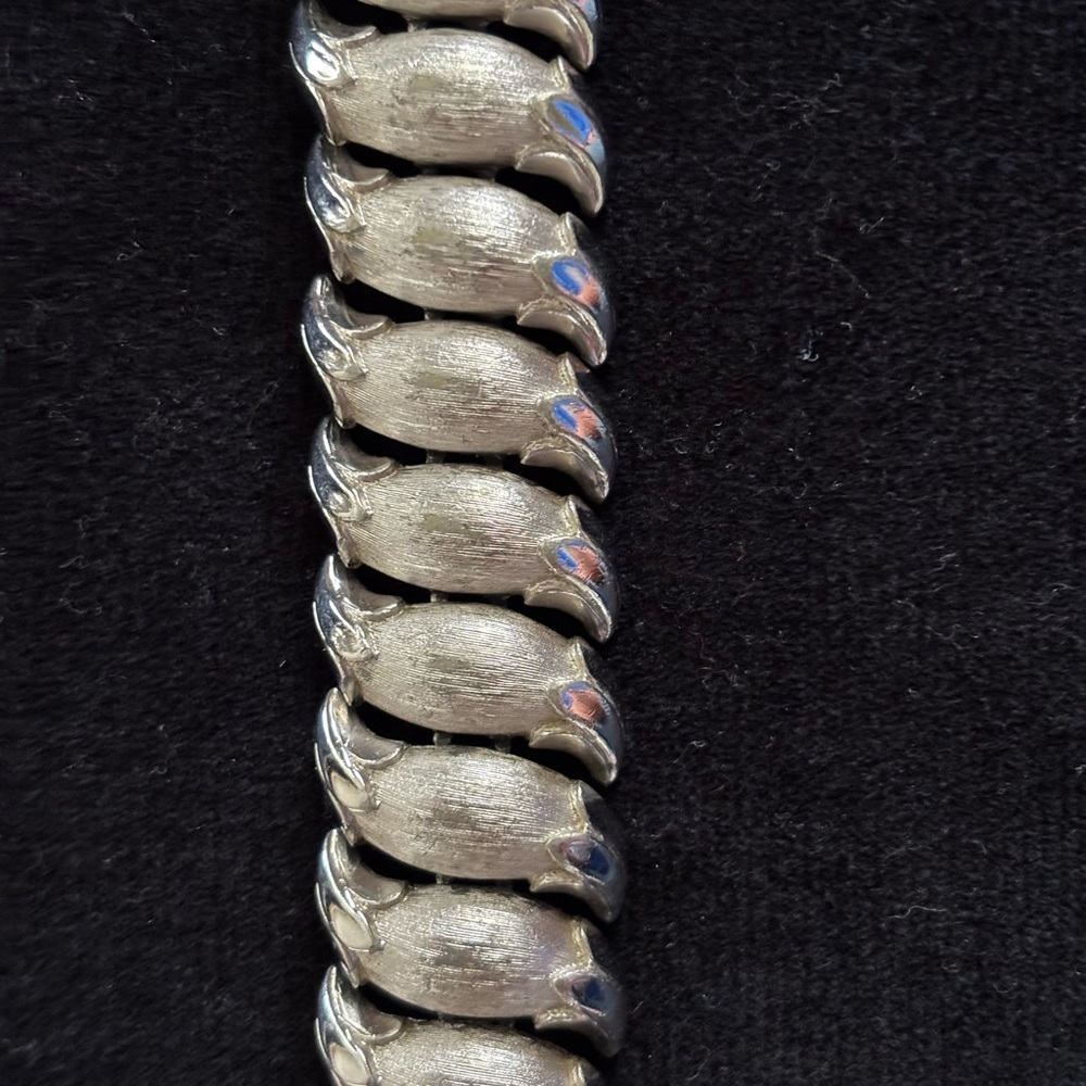 RARE Vintage Signed Crown Trifari Silver Bracelet